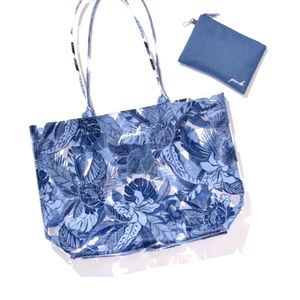 PINK VS BLUE FLORAL PVC TOTE & ZIP POUCH